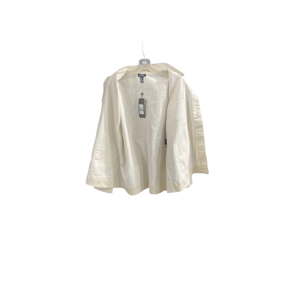 🔥Jones New York 🖤Multi Patch Pocket Jacket ecru wash cotton blend $119‎ Sz L - Picture 4 of 7